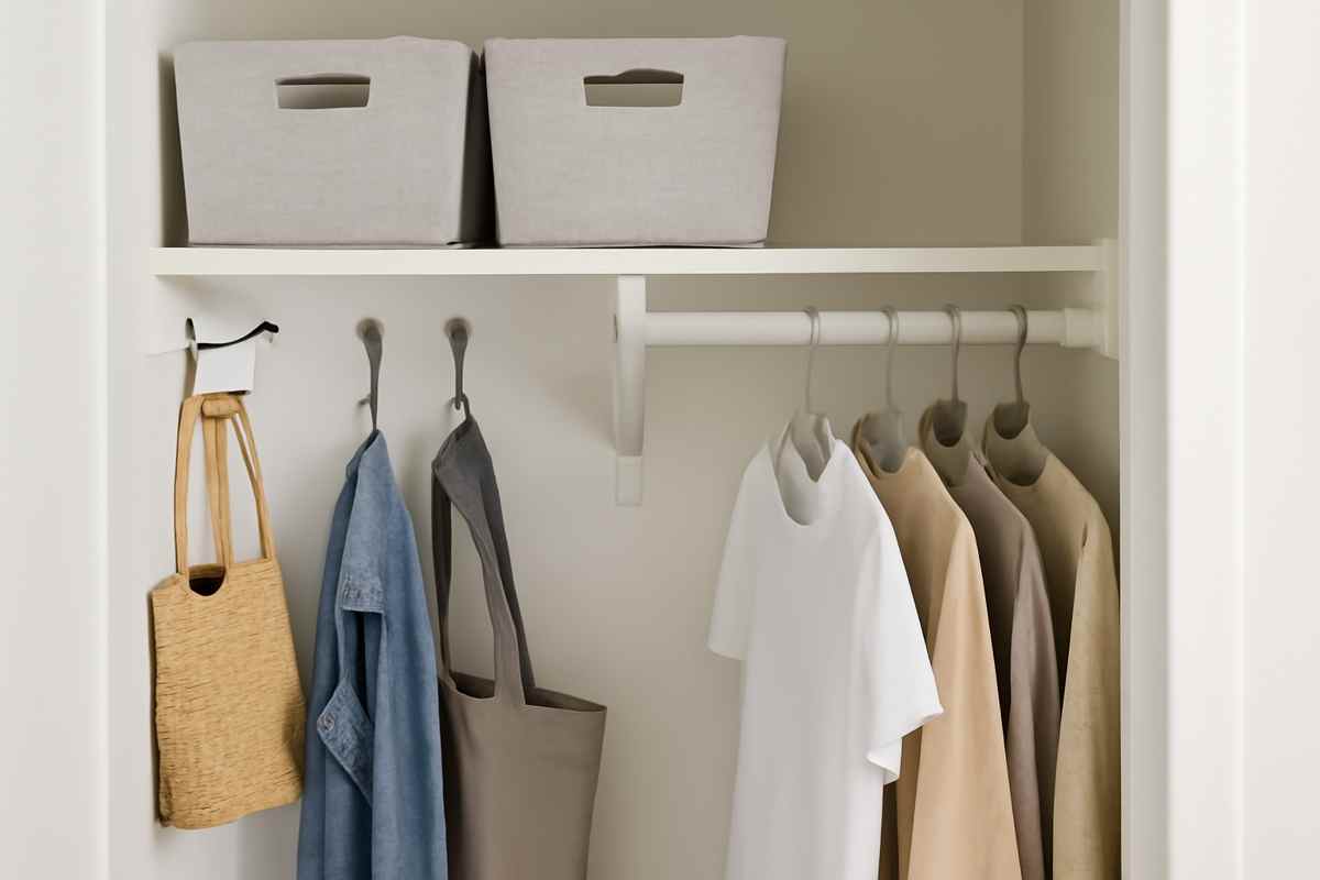 Small closet storage tips in action