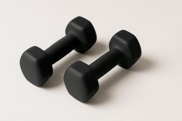 Studio ecommerce product image of a pair of neoprene dumbbells