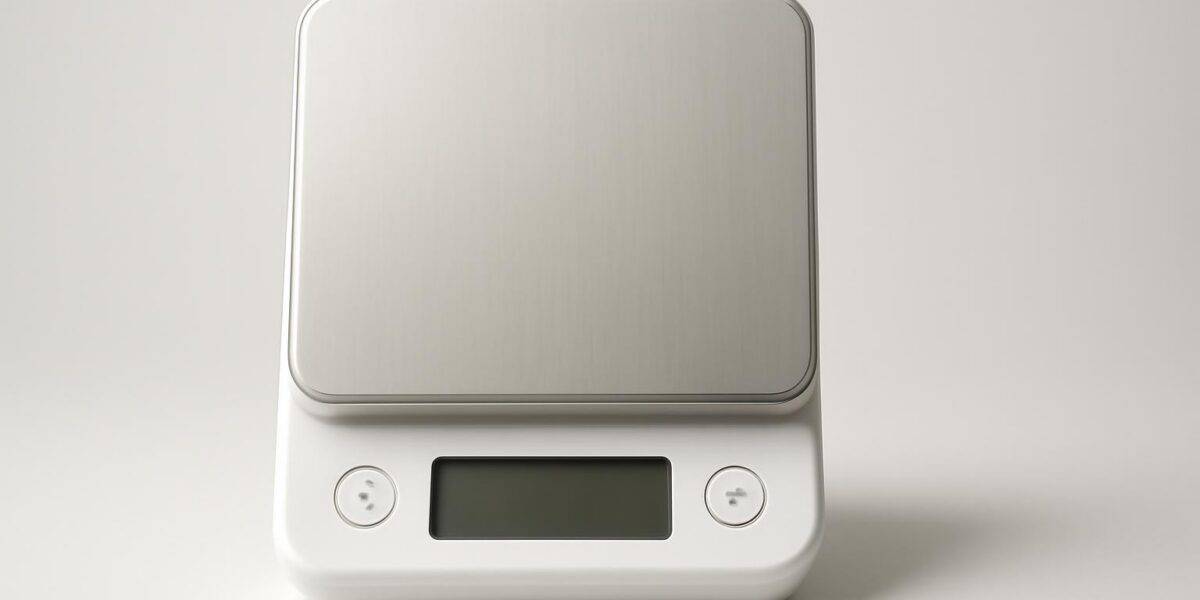 Studio ecommerce product image of a compact digital kitchen scale